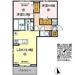クレールRF 3階2LDKの間取り