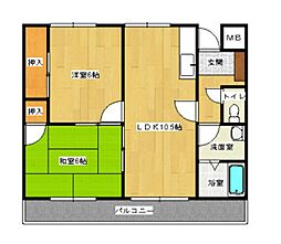 センチュリー鹿籠 2階2LDKの間取り