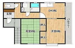 高橋コーポ 2階2DKの間取り