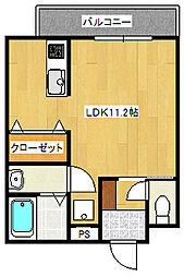 ＭＩＲＡＩ　II 3階1Kの間取り