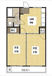 コーポ乗松 3階2DKの間取り