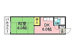 玉森ビル 4階1DKの間取り