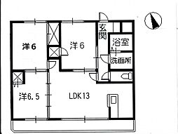 グランドールAKI 2階3LDKの間取り