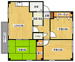 フォブールII中村 2階3DKの間取り