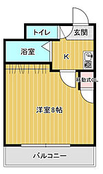 チェリーヒルズハラダ 2階1Kの間取り