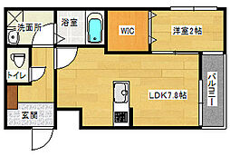 ＭＯＶＥ府中町浜田壱番館 1階1DKの間取り