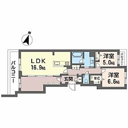 Ｂａｌｌｏｏｎｆｌｏｗｅｒ　Ｓｏｕｔｈ 301 3階2LDKの間取り
