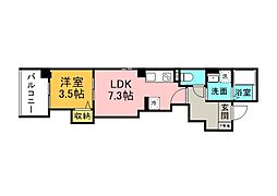 グレース十日市 9階1LDKの間取り
