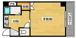 ハーモニー光町 4階1Kの間取り