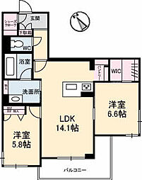 メゾン府中南 3階2LDKの間取り