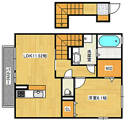 アザレア 2階1LDKの間取り
