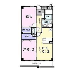 ヌーヴェル・ブリーゼ 3階2LDKの間取り