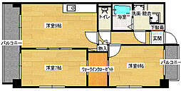グレイスコート仁保新町 3階2DKの間取り