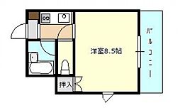パティオス新町 ワンルームの間取図画像