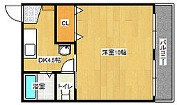 上原ビル 2階1DKの間取り