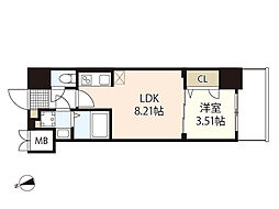 S-RESIDENCE観音公園aloria 9階1LDKの間取り