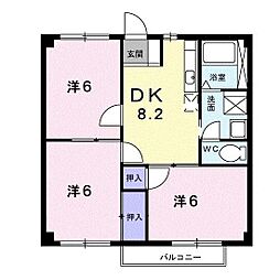 エスポワールＡ 2階3DKの間取り