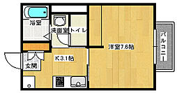 ＲＩＤＥＲＥ(リーデレ)船越南 2階1Kの間取り
