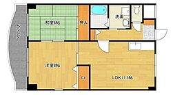 リバーサイド西口 4階2LDKの間取り