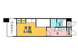 レオパレス国泰寺 4階1Kの間取り