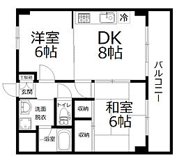 ノーブルクレイン 2階2DKの間取り