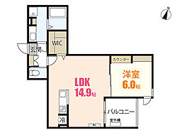 Flugel 202 2階1LDKの間取り