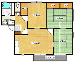 フレグランスコサコ　A棟 2階3LDKの間取り