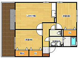 グリーンヒルズ 1階2LDKの間取り