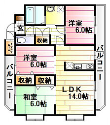 サンテラス根石 3階3LDKの間取り