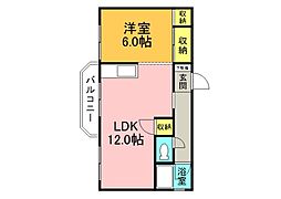スカイビル 1LDKの間取図画像