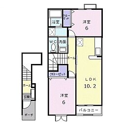 セレ−ノＡ 203 2階2LDKの間取り