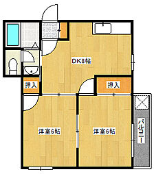 世良ビル 2DKの間取図画像