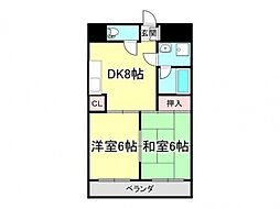 第3メゾン庚午 2DKの間取図画像