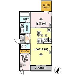 D-Axis旭 B棟 2LDKの間取図画像