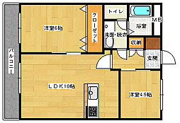 グリーンハイム海田 2LDKの間取図画像