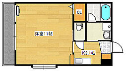 フリージアコート 1Kの間取図画像