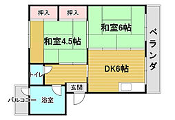 江波鋳機ビル 2DKの間取図画像