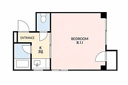 メゾンKR 1Kの間取図画像