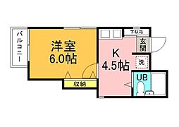 山根ビル柳ケ丘 1Kの間取図画像