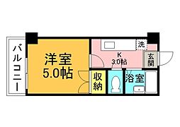 ハラビル 1Kの間取図画像