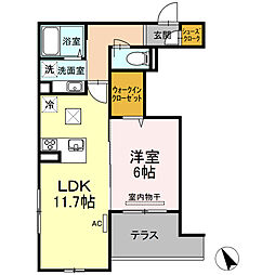 メゾンモンレーヴ 1LDKの間取図画像