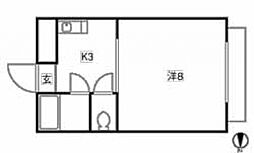 ハイツ矢賀新町1 1Kの間取図画像