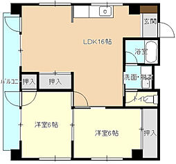 春山ビル 2LDKの間取図画像