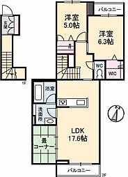 メゾンド香 2LDKの間取図画像