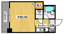比治山エコテラス 1Kの間取図画像