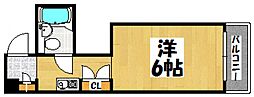 サンシャイン舟入中町 1Kの間取図画像