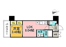 S-RESIDENCE観音公園aloria 1LDKの間取図画像