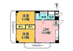 第5松本ビル 2LDKの間取図画像