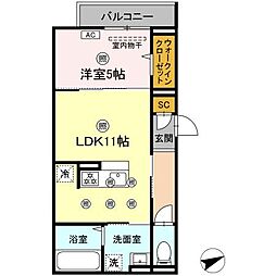 campanella船越 1LDKの間取図画像