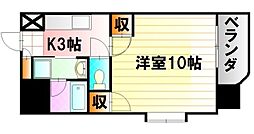 フローラ西原 1Kの間取図画像